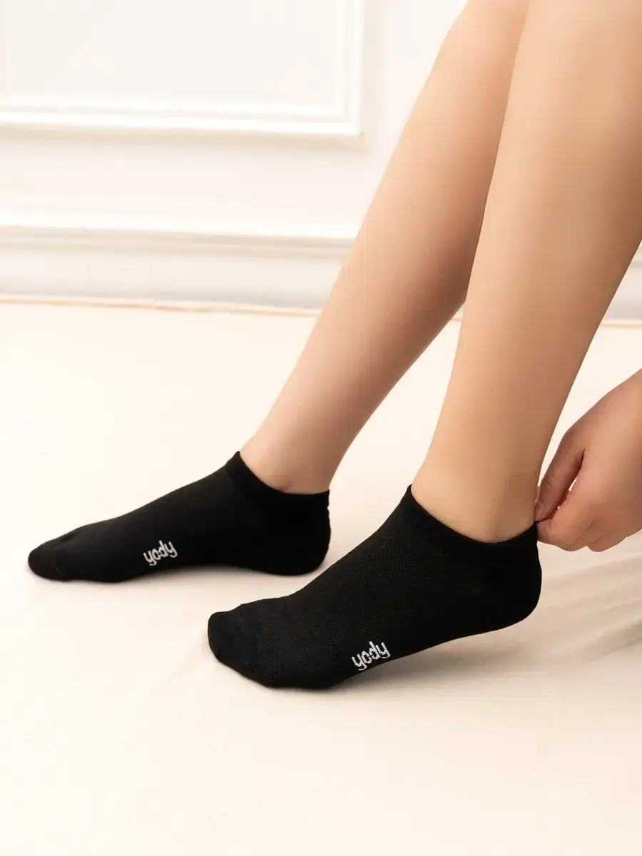 Combo 2 tất nữ cổ lửng lưới thân trên - Đen