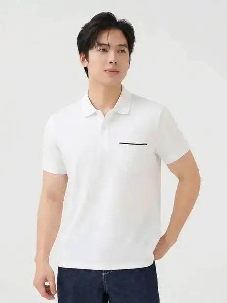 Polo nam s.cafe dệt tổ ong phối dây dệt