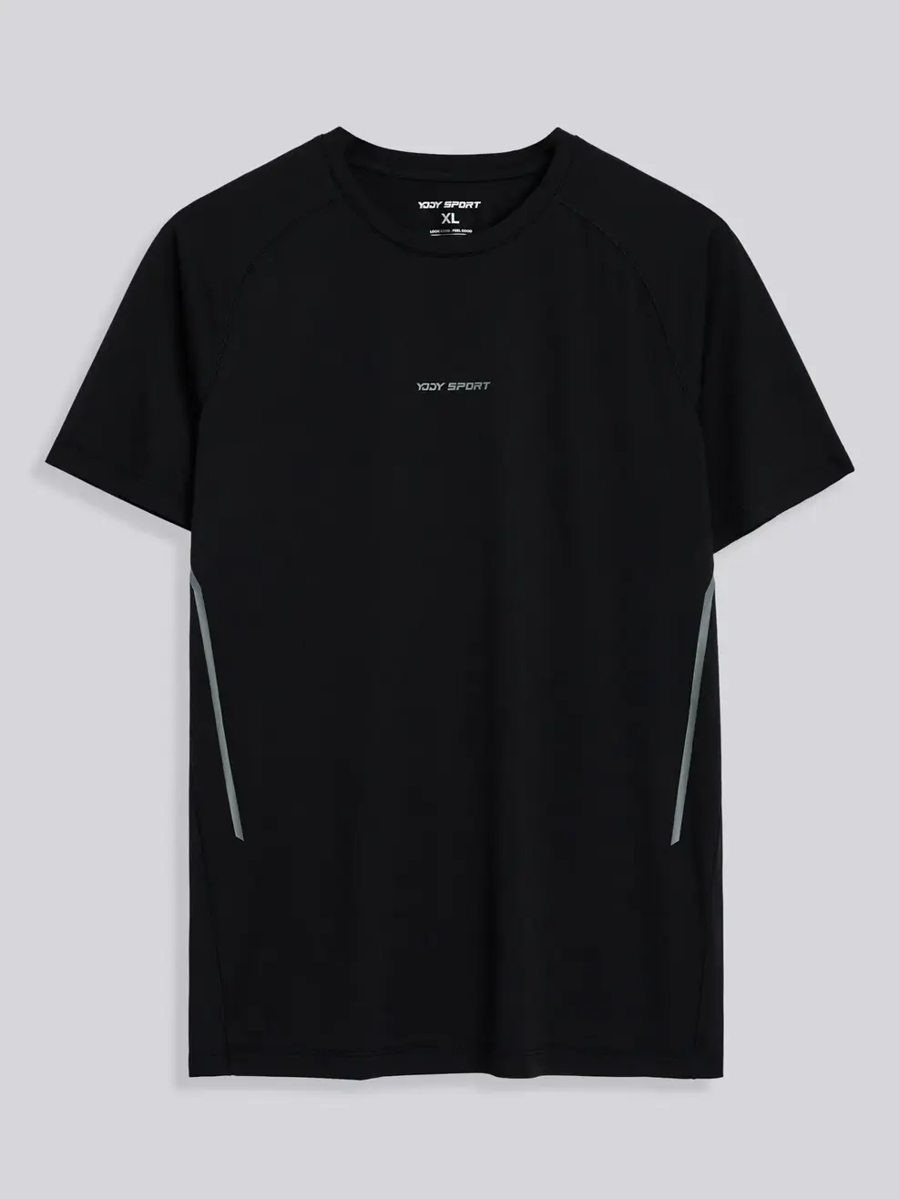 Áo Phông Nam Thể Thao Tay Raglan In Sườn - Đen 001 - XL