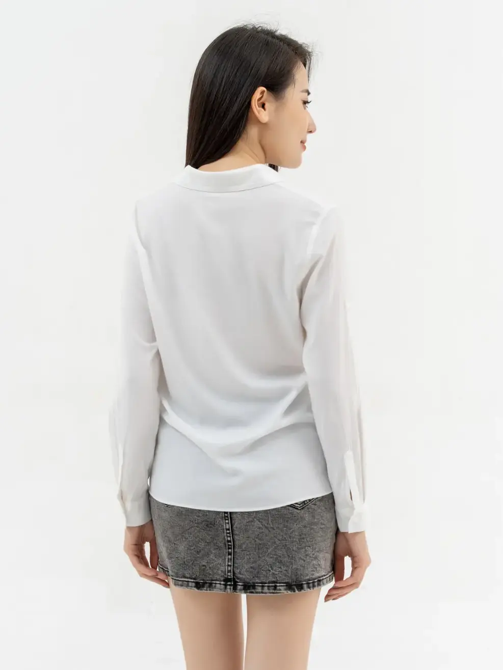 Áo Sơ Mi Tay Dài Nữ Túi Ốp - Trắng - S