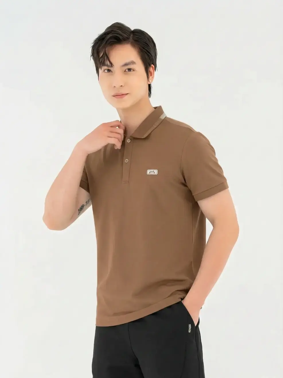 Áo Polo Polo Mắt Chim Phối Bo-APM3299 - Brown 007 - M