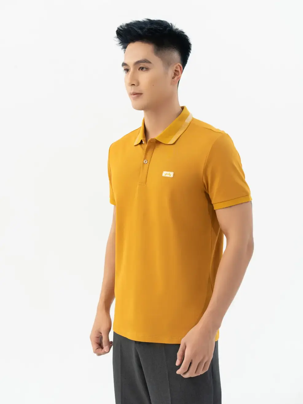 Áo Polo Nam Mắt Chim Phối Bo - Vàng - 2XL