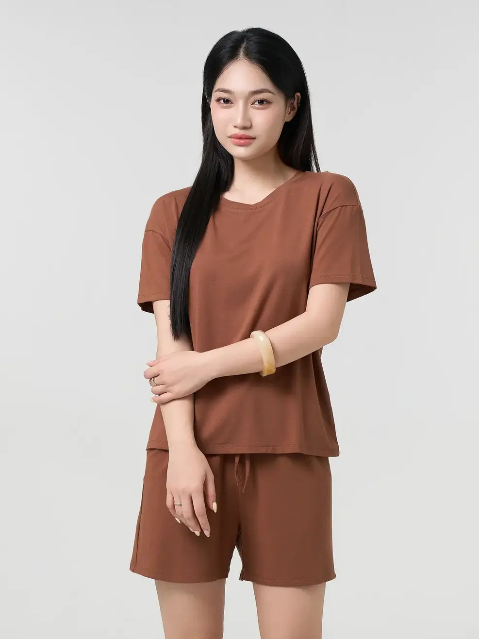 Bộ Đồ Nữ Mặc Nhà Mềm Mại - Nâu 163 - S