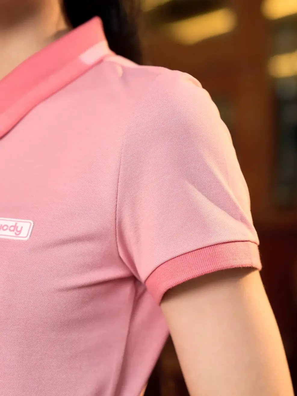 Áo polo nữ mắt chim phối bo thailand - Hồng - 2XL