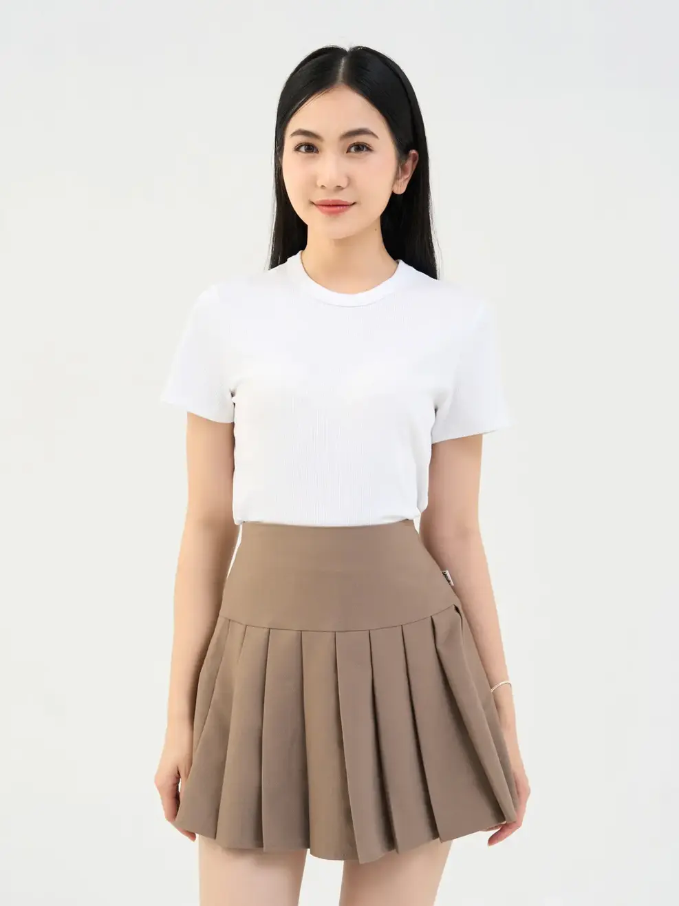 T-shirt Nữ Thun Ôm Vải Zip - Trắng - S