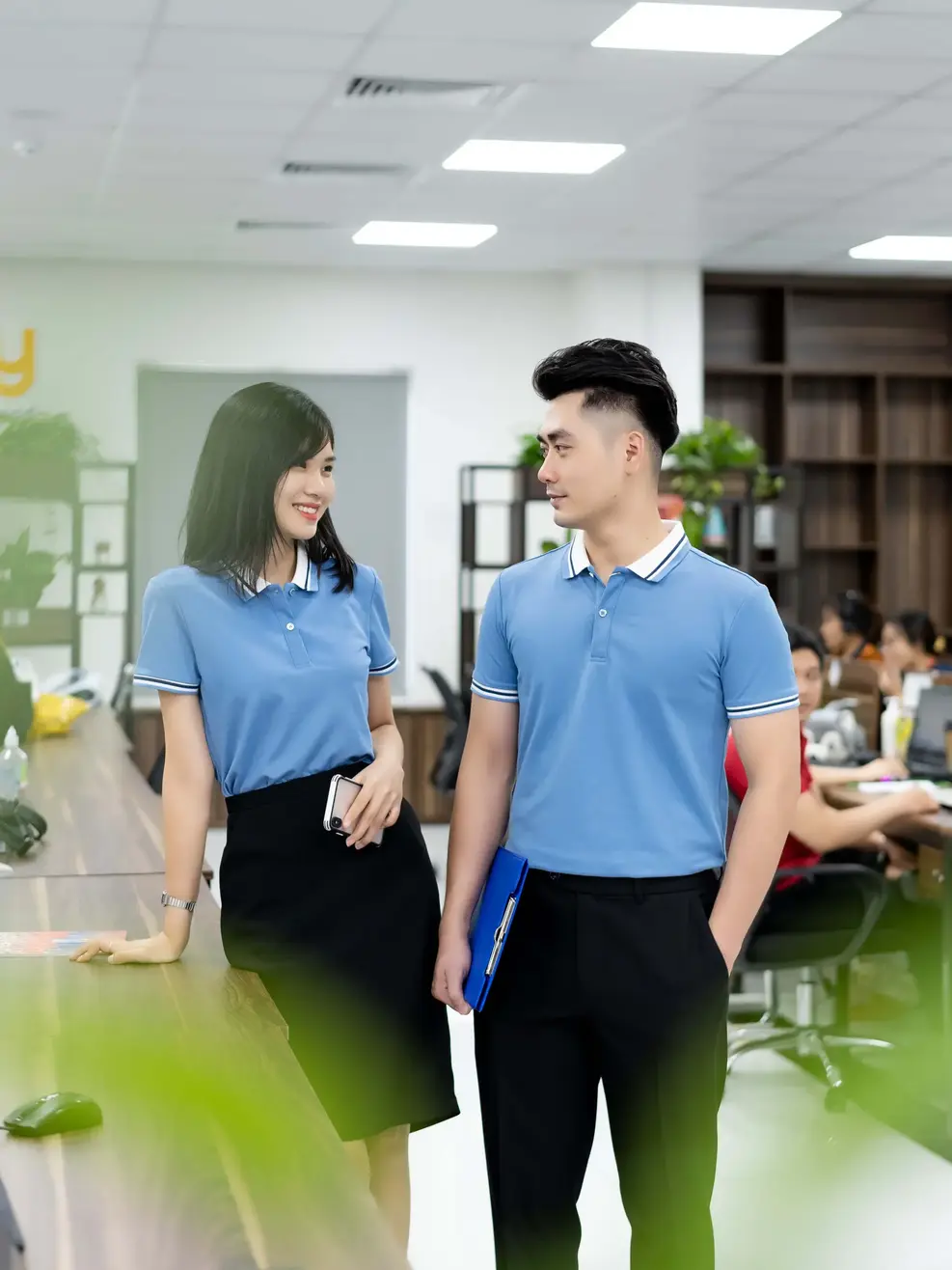 Polo nữ mắt chim phối bo 02 - Xanh 1 - XL