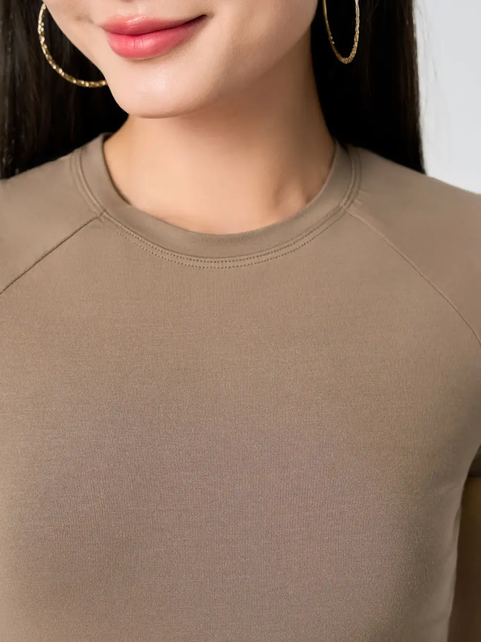 Áo Phông Nữ Tay Raglange Diễu Chỉ - Nâu 077 - S