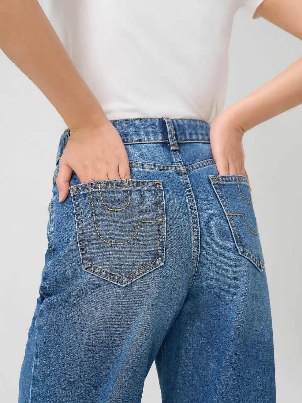 Quần Jeans Wide Leg Đường Can Chéo - Màu chàm 002 - 30