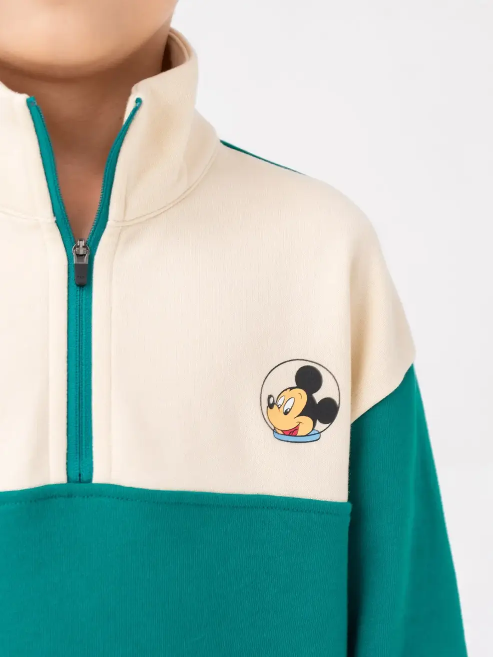 Bộ Đồ Thu Đông Kid Cổ 5 Phân In Mickey Sau Lưng - Xanh lục - 2