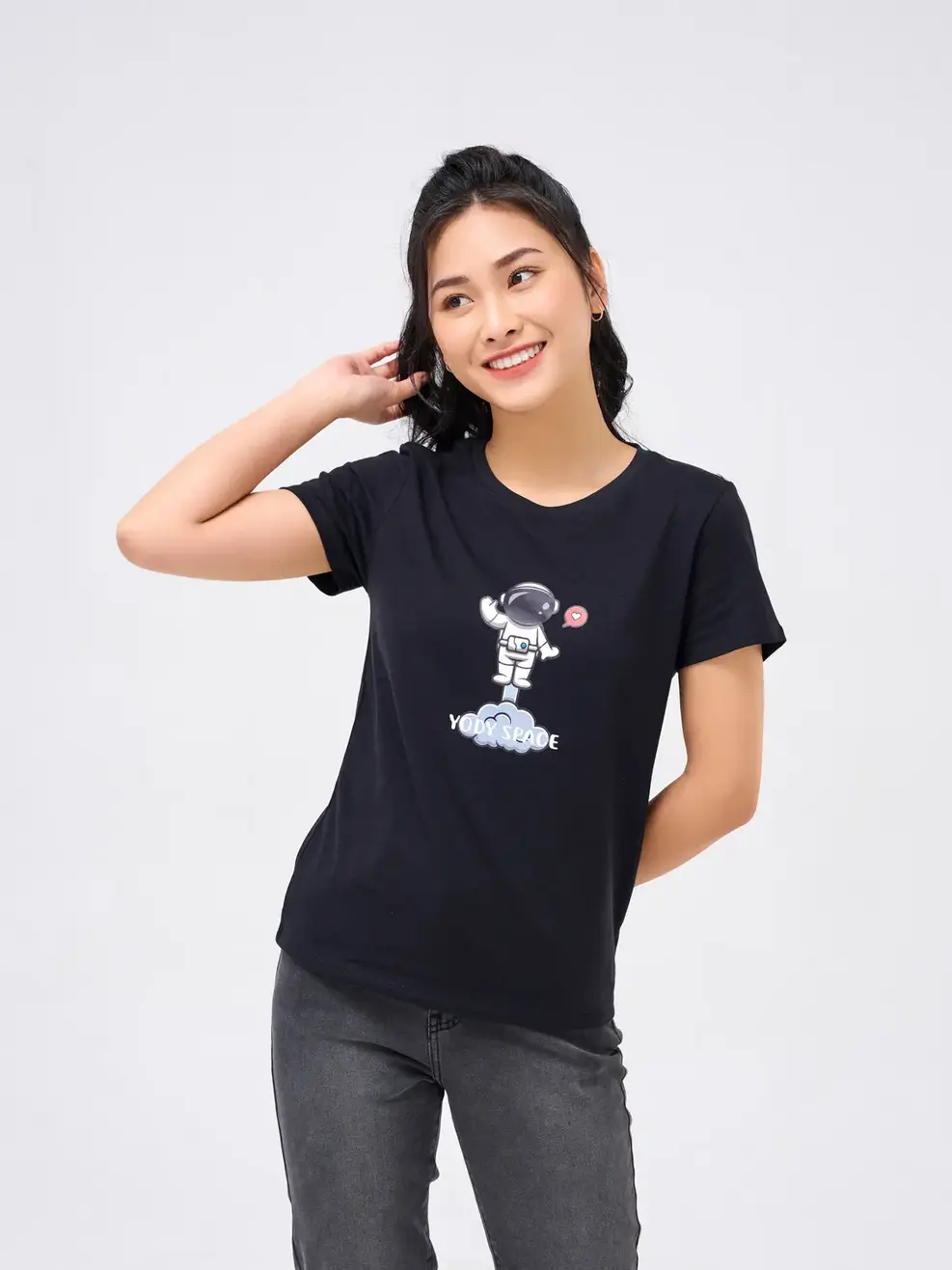 Áo thun nữ set bộ YODY SPACE - Đen - M