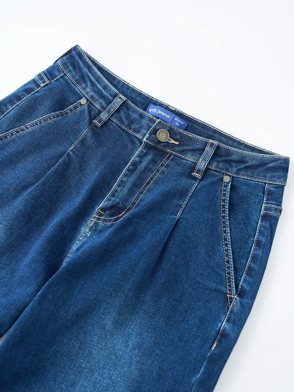 Quần Jeans Nữ Baggy Xếp Ly - Màu chàm 002 - 26