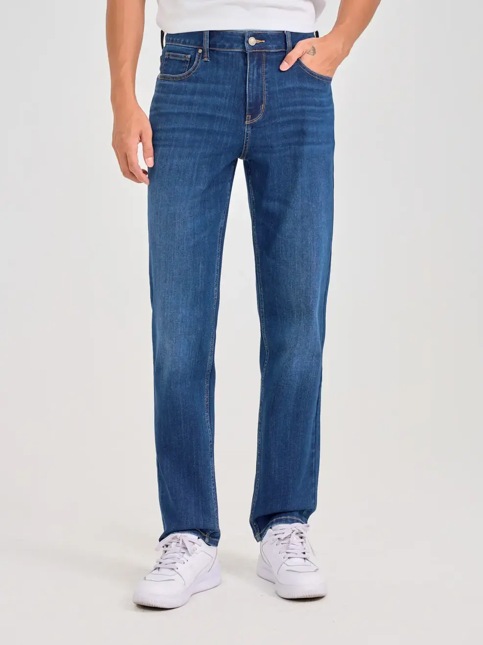 Quần Jeans Nam Cafe Slim Can Tú - Xanh đậm - 28
