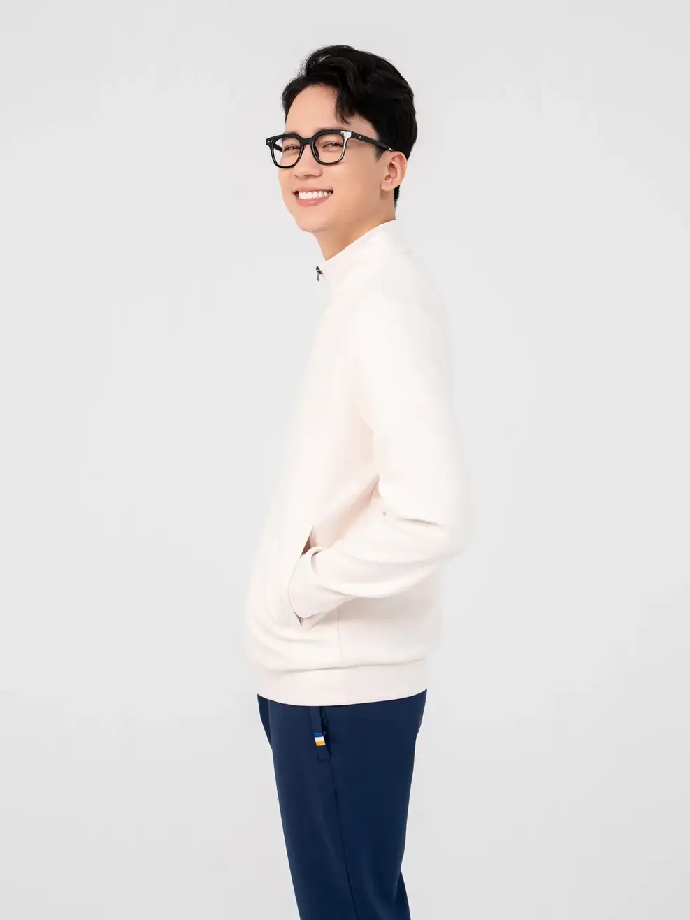 Áo Khoác Nỉ Thể Thao Nam Double Face Smart - Be - M