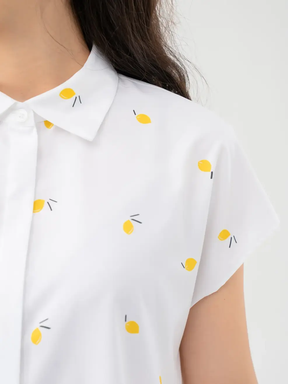 Áo Sơ Mi Tay Ngắn Nữ Vai Chờm In Họa Tiết - Trắng - S