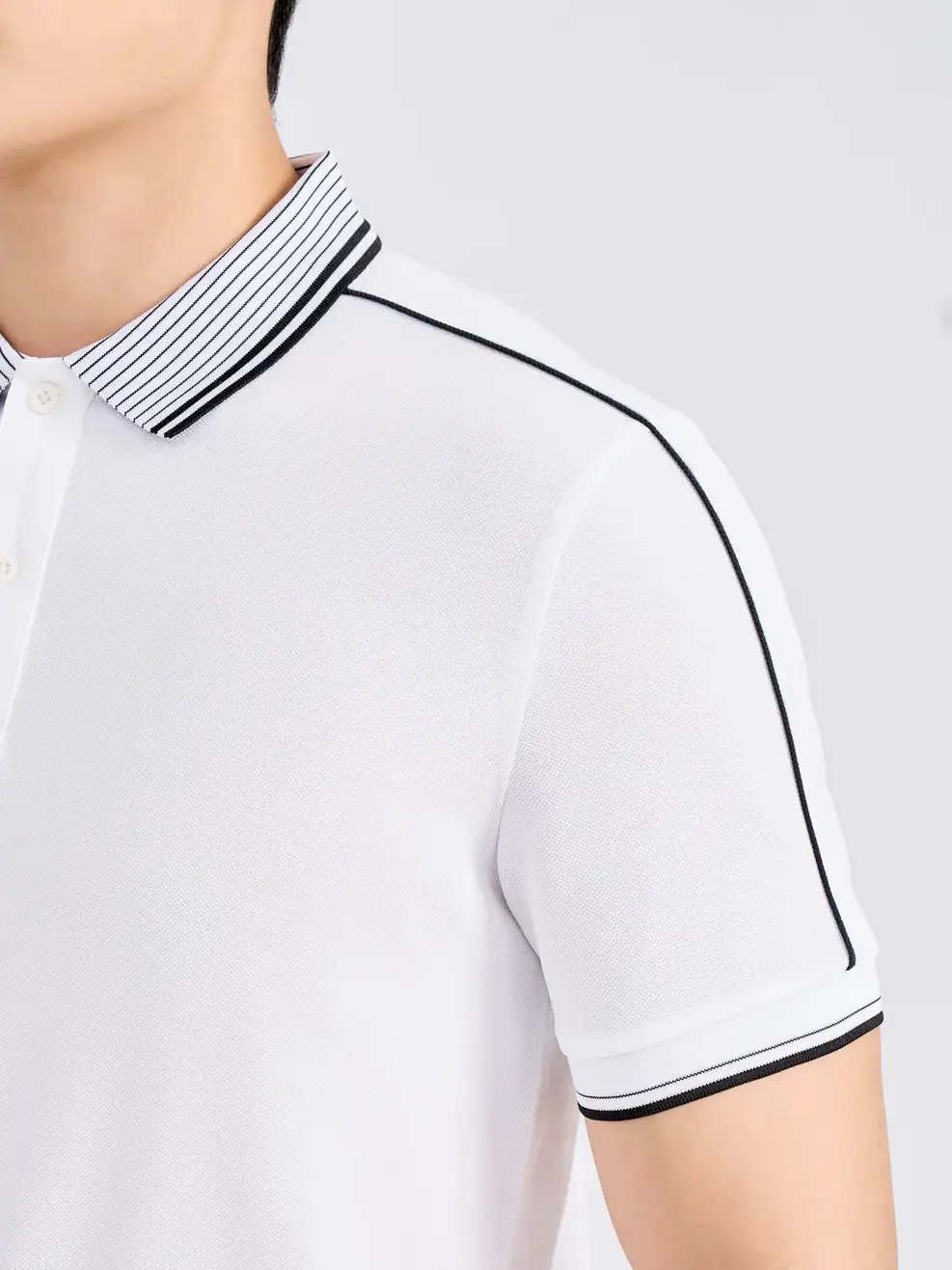 Polo Nam Bo Kẻ - Trắng. - 3XL