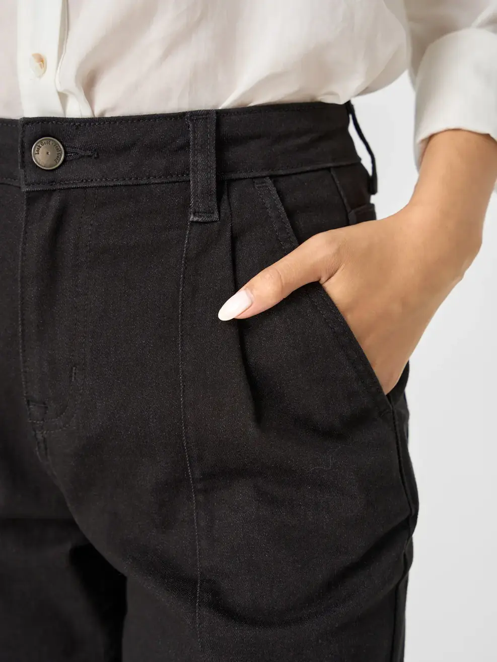 Quần Jeans Nhuộm Màu Baggy Xếp Ly - ĐEN 002 - 26