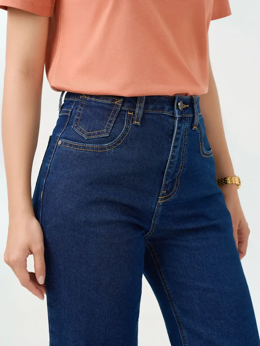 Quần Jeans Nữ Straight Thêu Túi Hậu - Màu chàm 001 - 26