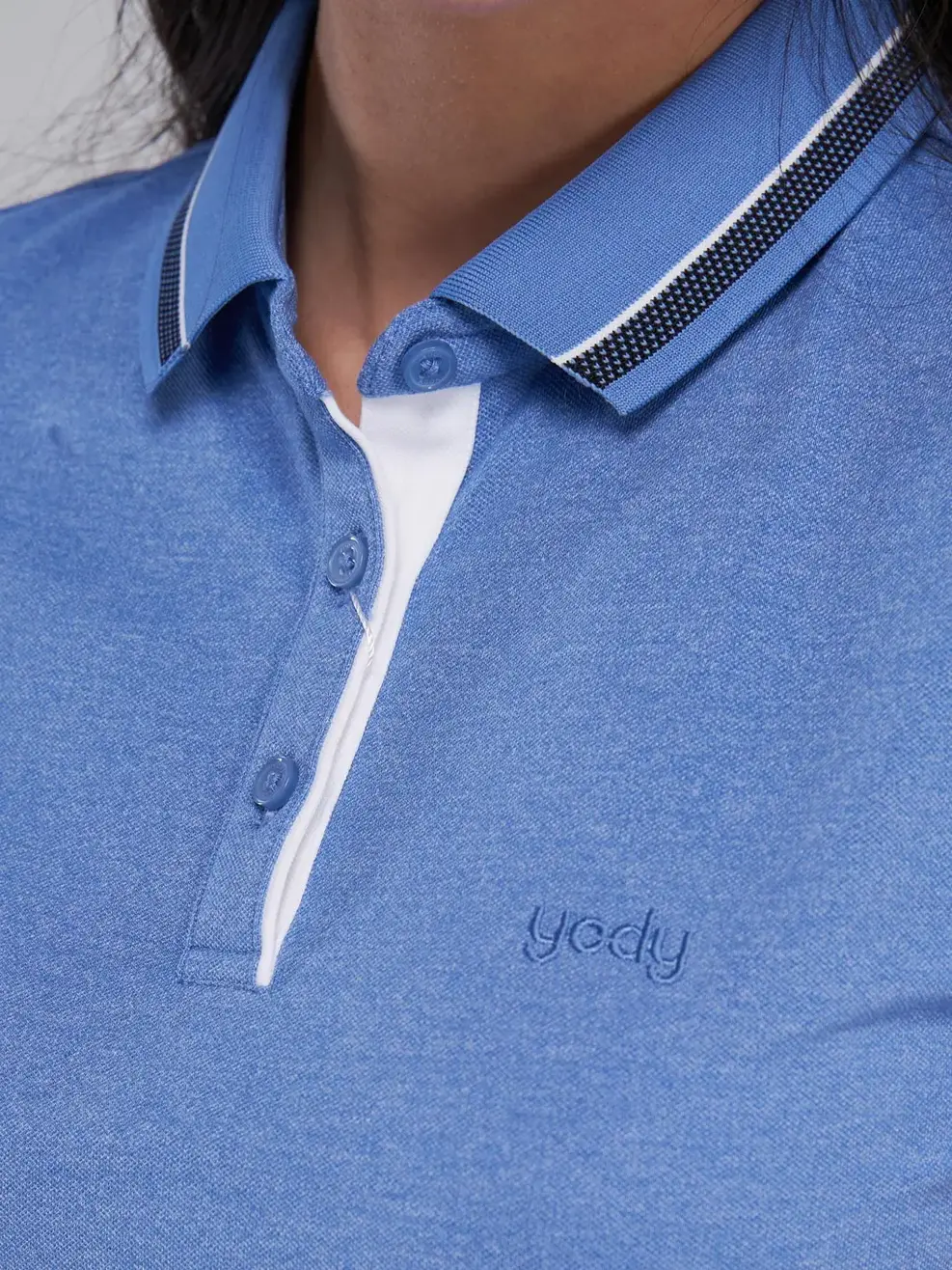Polo nữ sợi xe phối nẹp - Xanh dương - XL