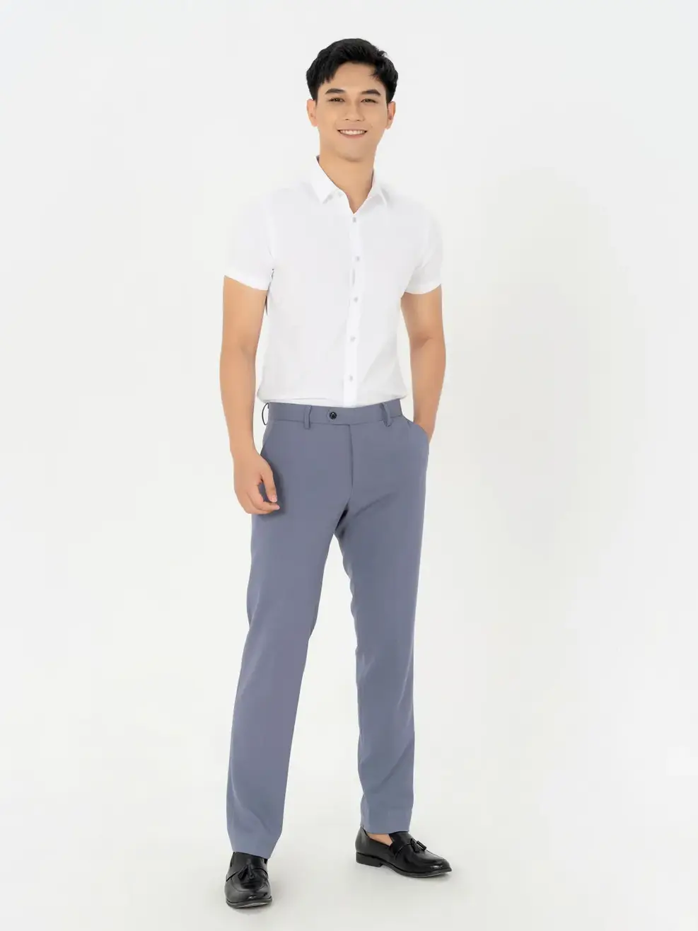 Sơ mi Nano cộc tay Slim - Trắng - L