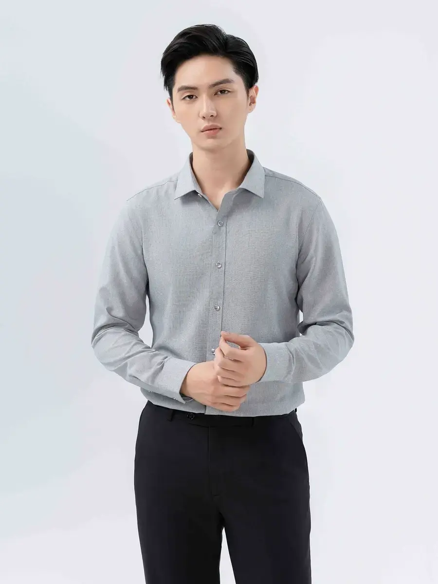 Sơ Mi Tay Dài Nam Cafe - Ghi Đậm - M