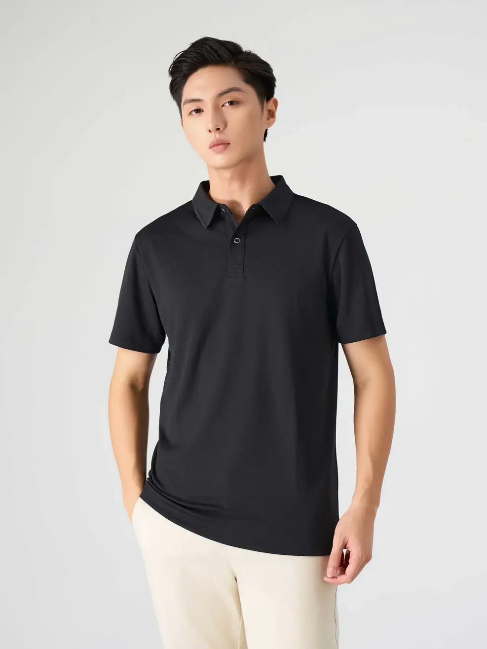Polo Nam Yody Sport Cầu Vai Thân Sau - Đen - M