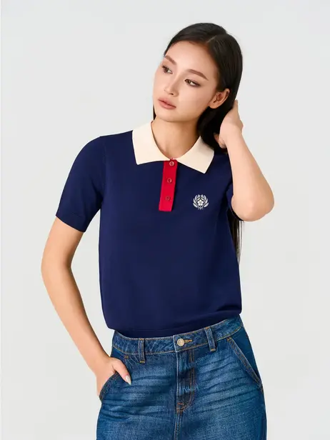 Áo Len Polo Nữ Phối Màu Bo
