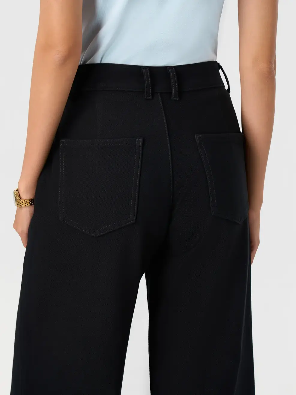 Quần Jeans Nữ Wide Leg Soft Knit Denim Siêu Co Giãn - Đen 073 - 26