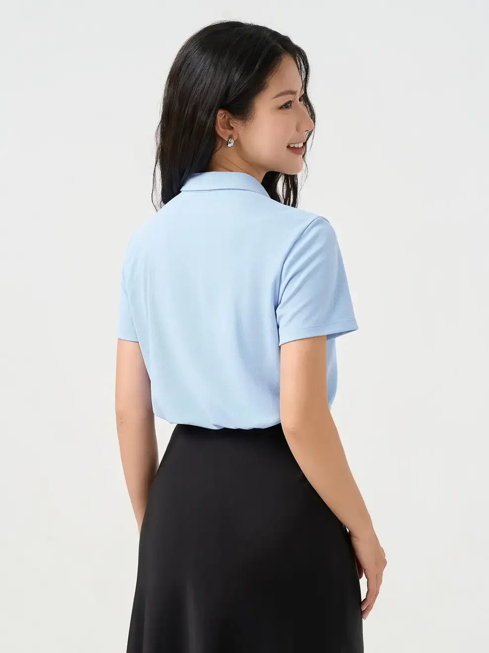 Áo Polo Nữ Regular Cổ Ép Có Xẻ Tà - XANH 012 - S