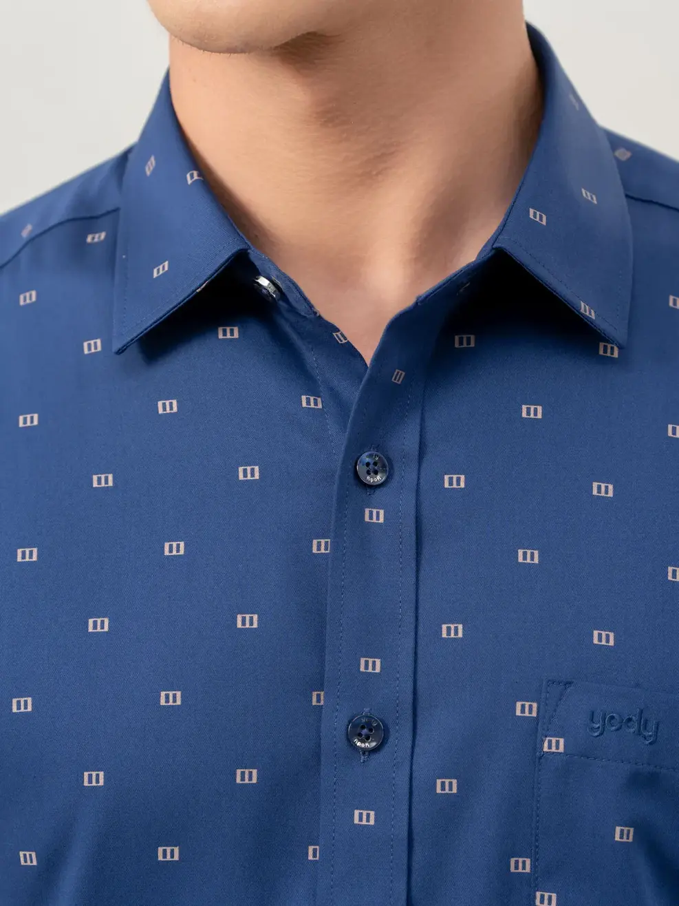 Sơ Mi Cộc Tay Nam Bamboo Họa Tiết - Xanh - M