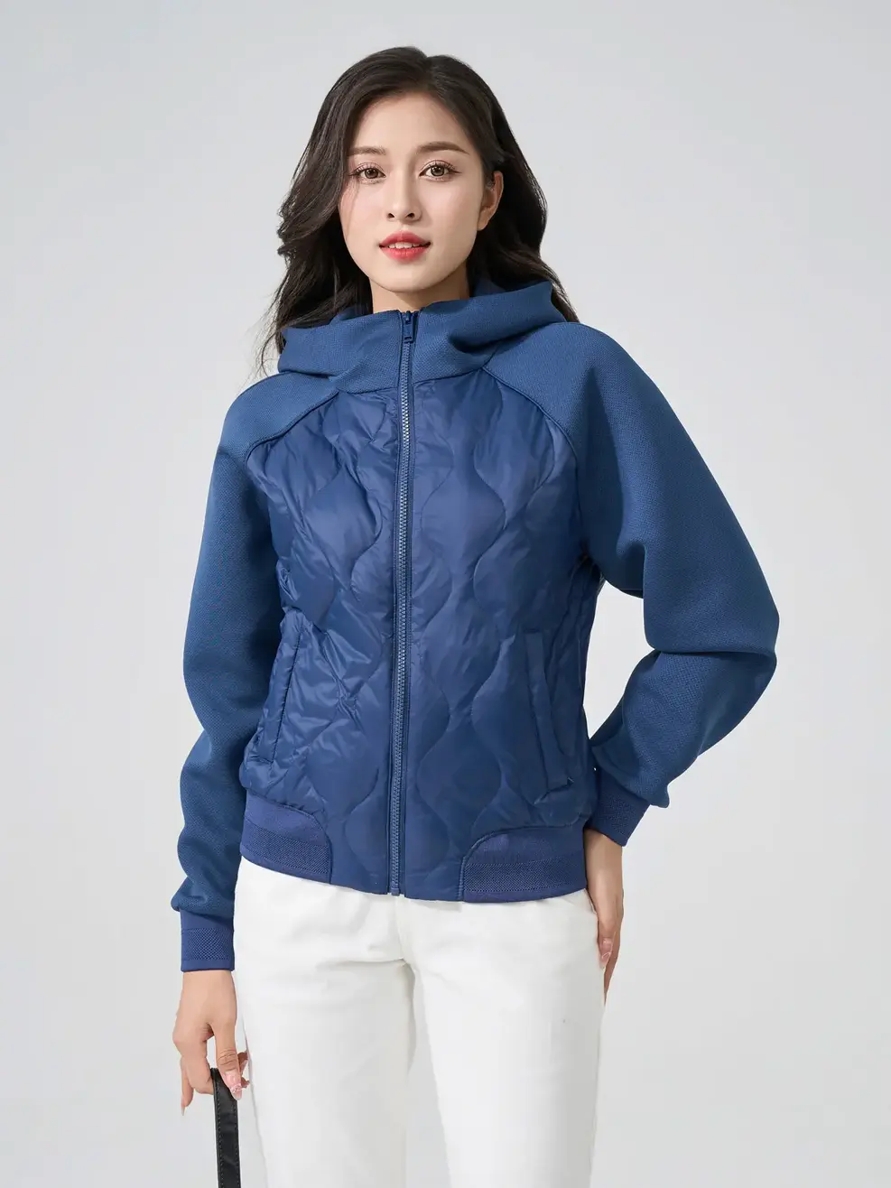 Phao Vip Nữ Lông Vũ Tay Raglan Có Mũ - Tím than - M