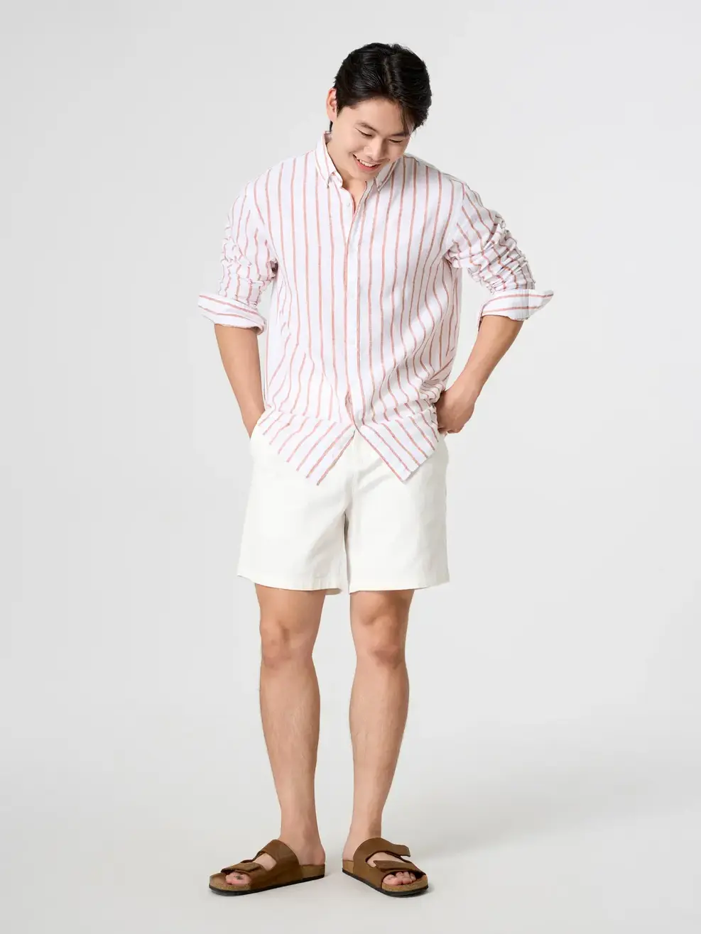 Áo Sơ Mi Nam Dài Tay Kẻ Sọc - Kẻ nâu 103 - M