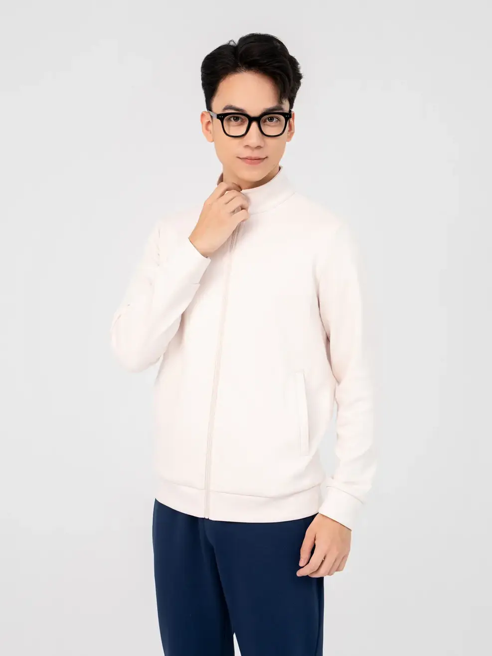 Áo Khoác Nỉ Thể Thao Nam Double Face Smart - Be - M