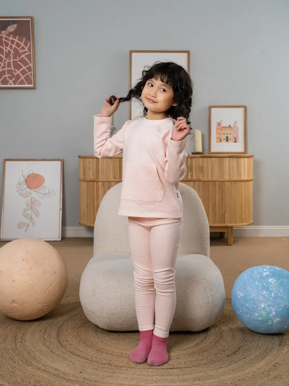 Bộ đồ kid trơn túi bụng - Hồng cam - 4