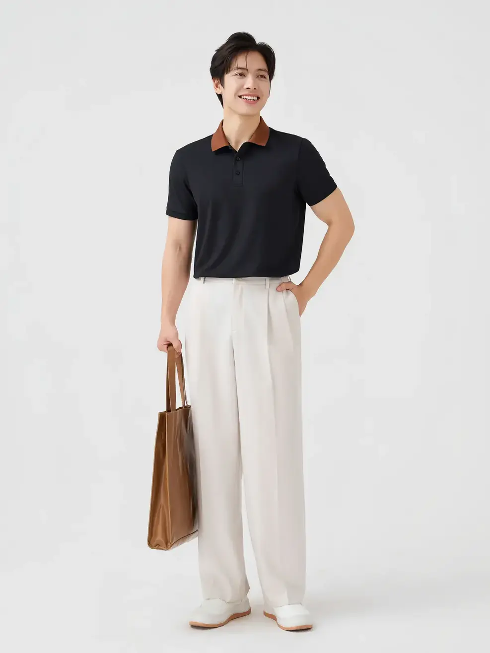 Áo Polo Nam Ngắn Tay Cổ Phối Bo - ĐEN 002 - M