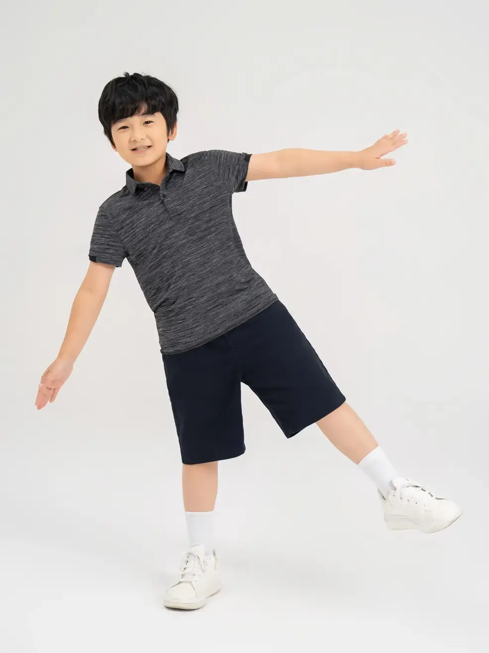 Polo thể thao kid in phản quang - Đen - 10