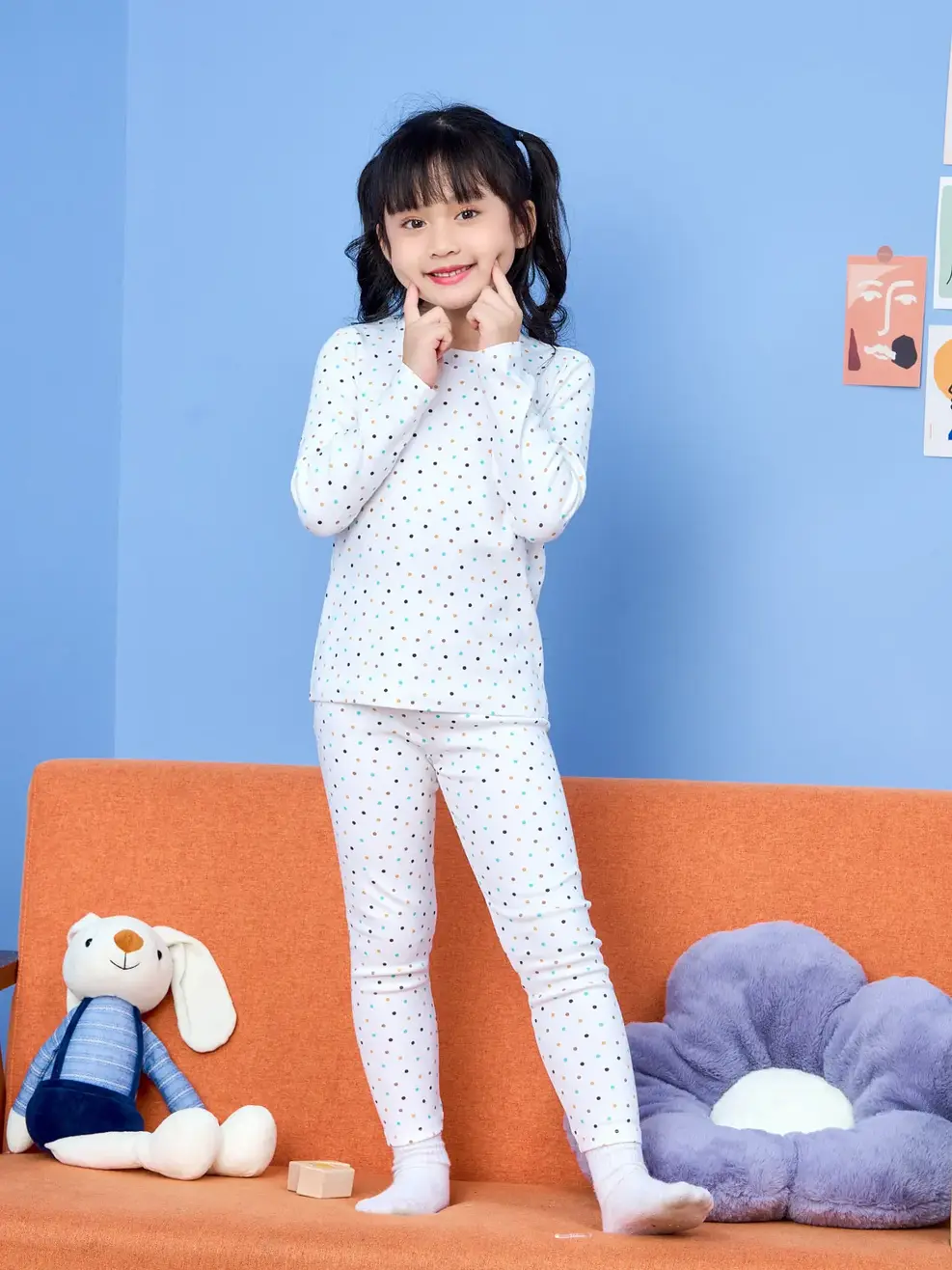 Bộ kid chấm bi nhiều màu - Trắng - 2