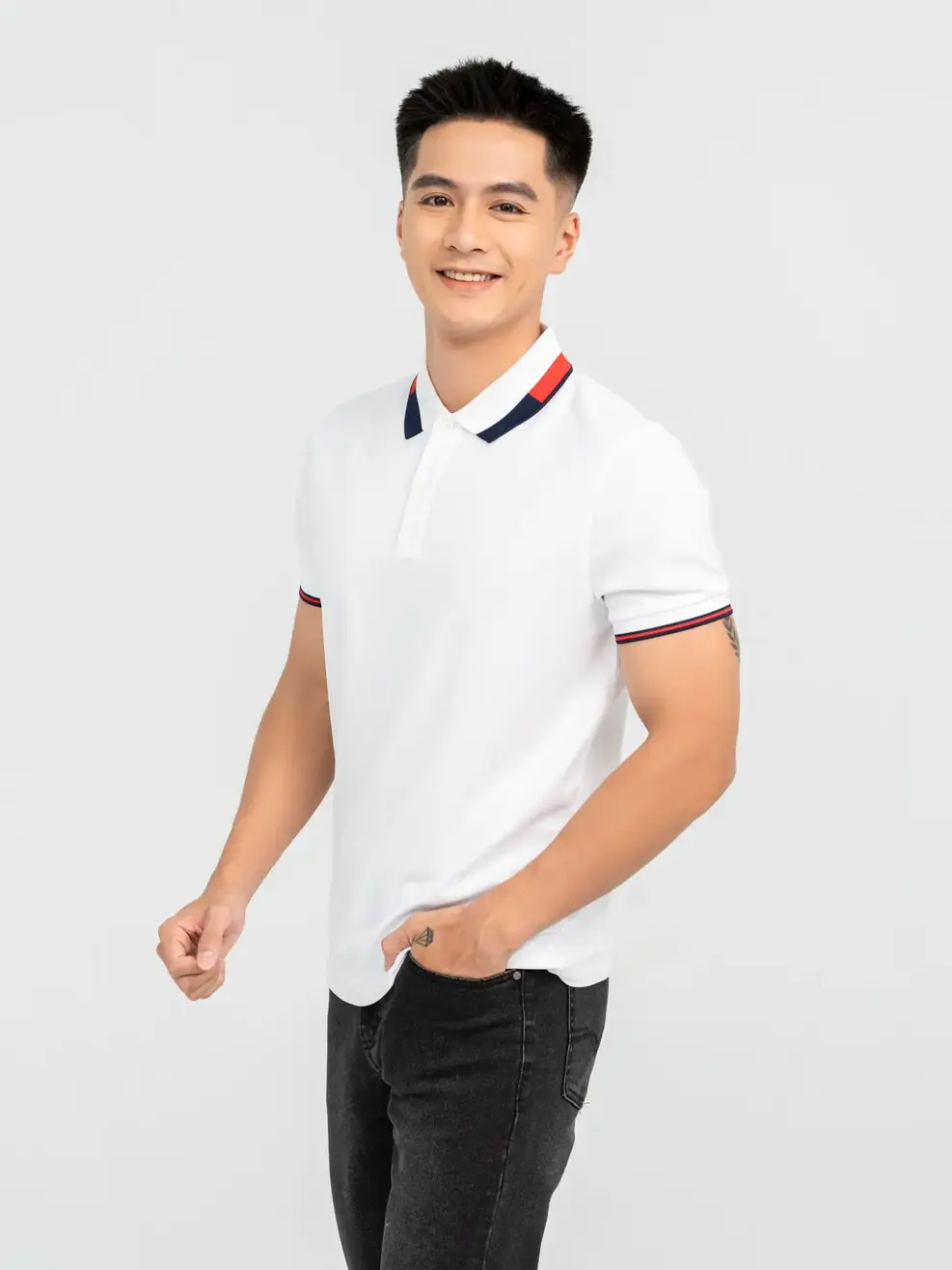 Áo Polo Nam Cafe Dệt Tổ Ong Phối Bo-APM6081 - Trắng 001 - M