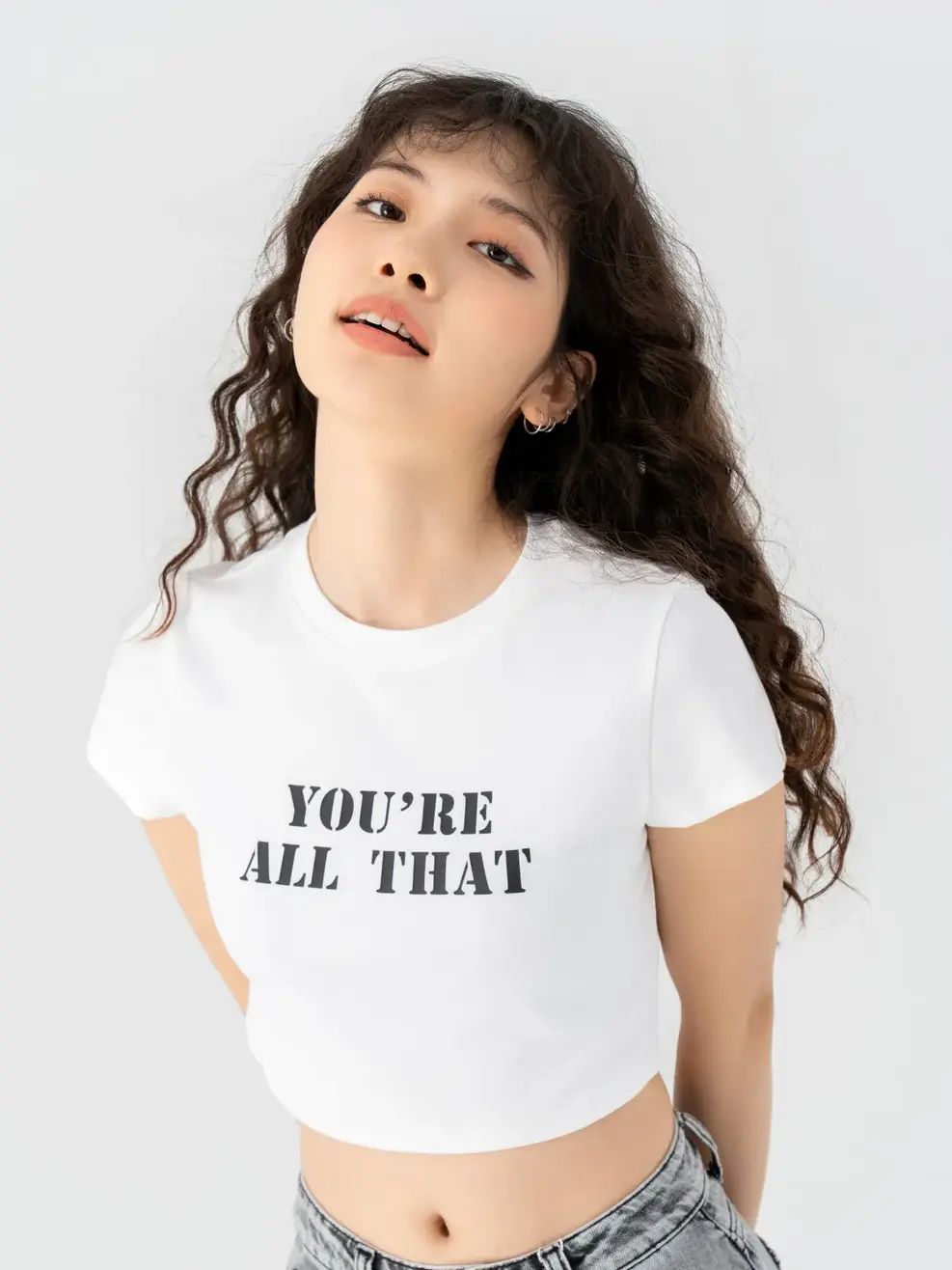 T-shirt Nữ Rcroptop In Chữ  - Trắng 1 - S