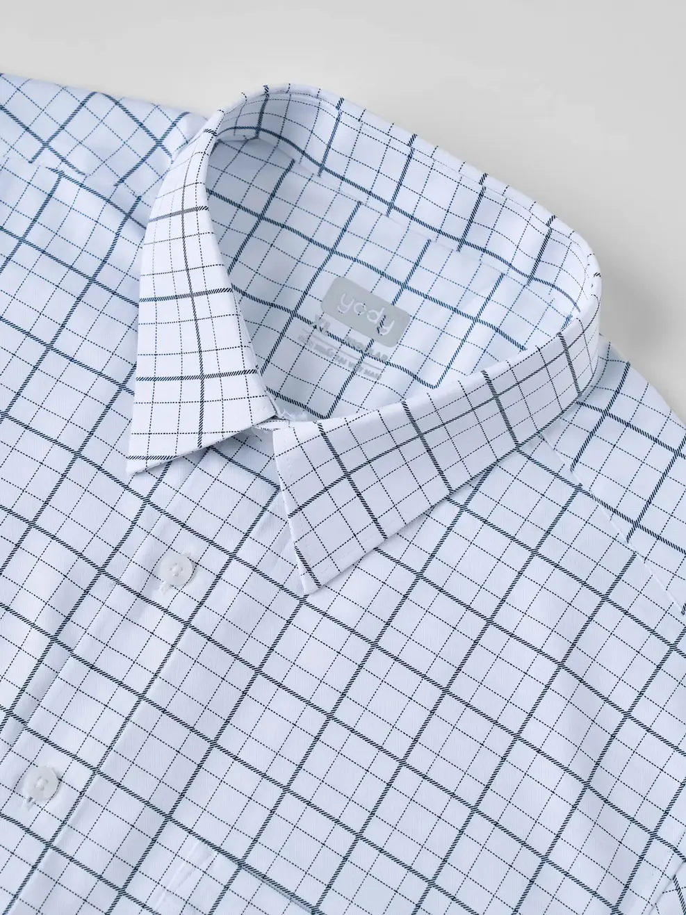 Áo Sơ-mi Ngắn Tay kẻ caro vạt ngang Regular - Kẻ Xám 174 - M