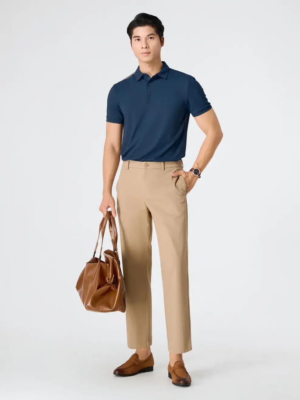 Áo Polo Thể Thao Waffle In Vai - Navy 005 - S