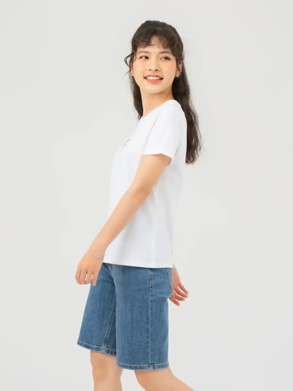 T-shirt Nữ Thêu Chữ Right Now Cotton Usa - Trắng 1 - S