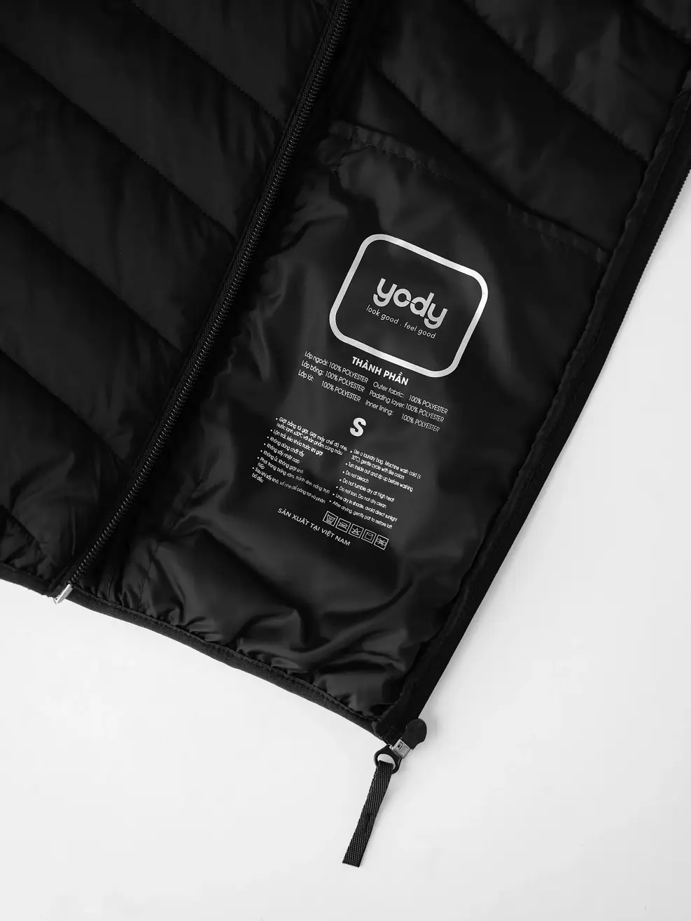 Áo Phao nữ cơ bản mũ liền - ĐEN 002 - S