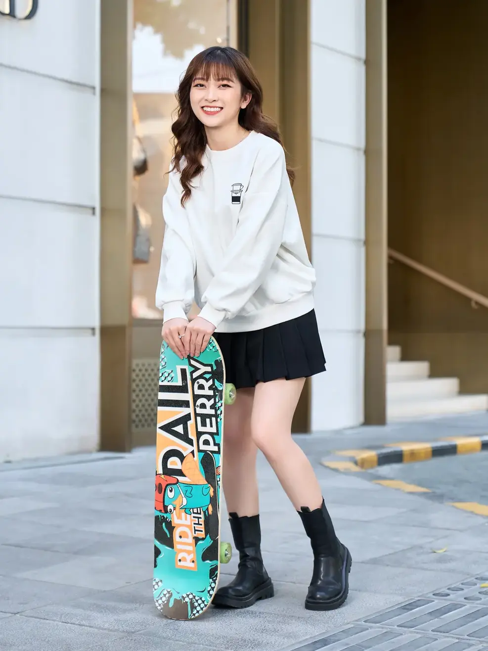 Áo nỉ nữ gia đình thêu COFFEE - Trắng - S