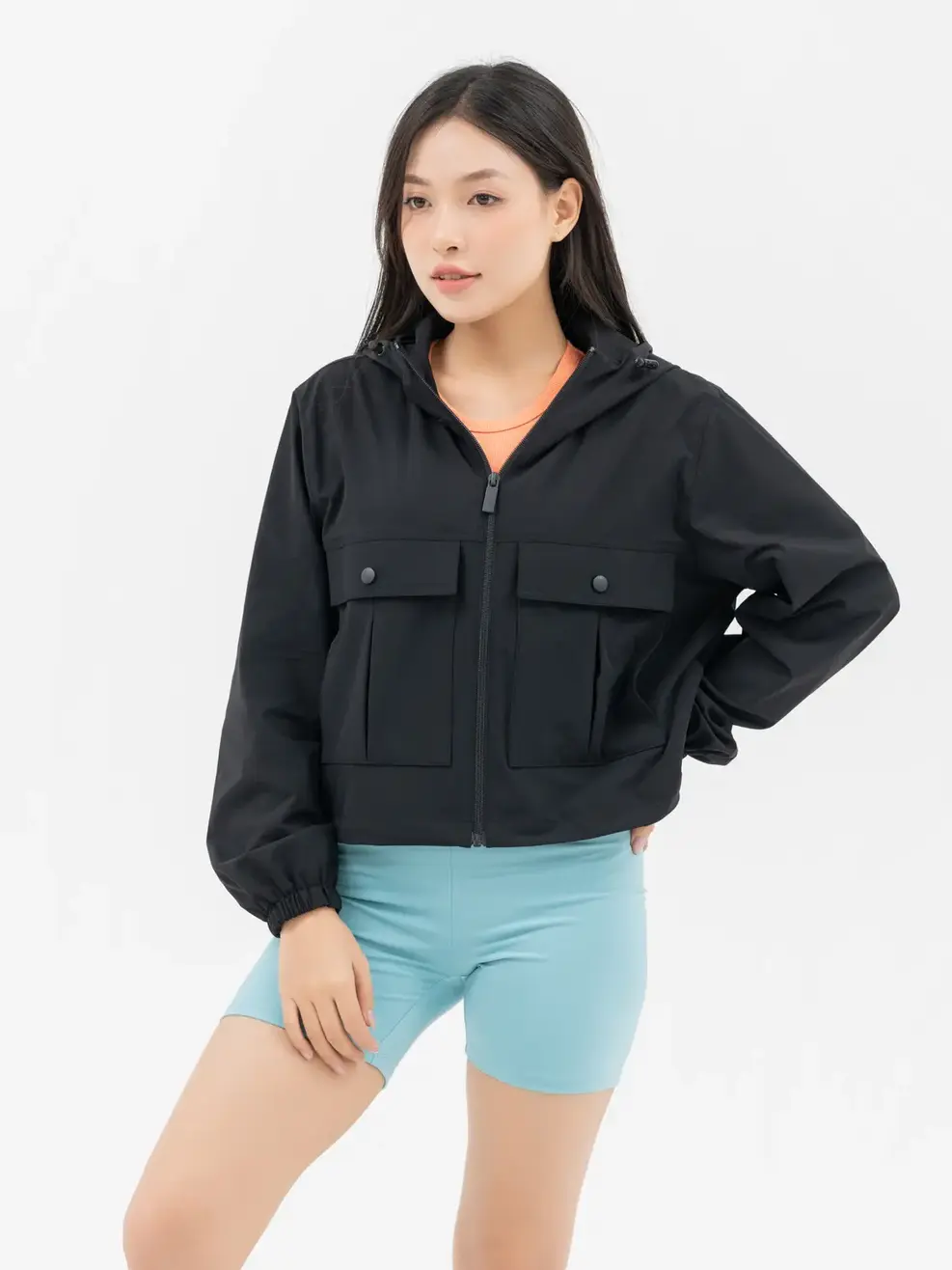 Áo Khoác Thể Thao Nữ Túi Hộp  - Đen - S