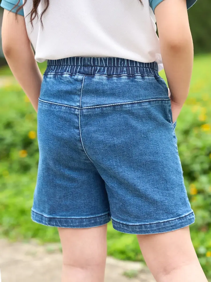 Quần jeans sooc kid - Xanh đậm - 6-7