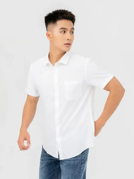 Áo sơ mi nam s.cafe solid cộc tay