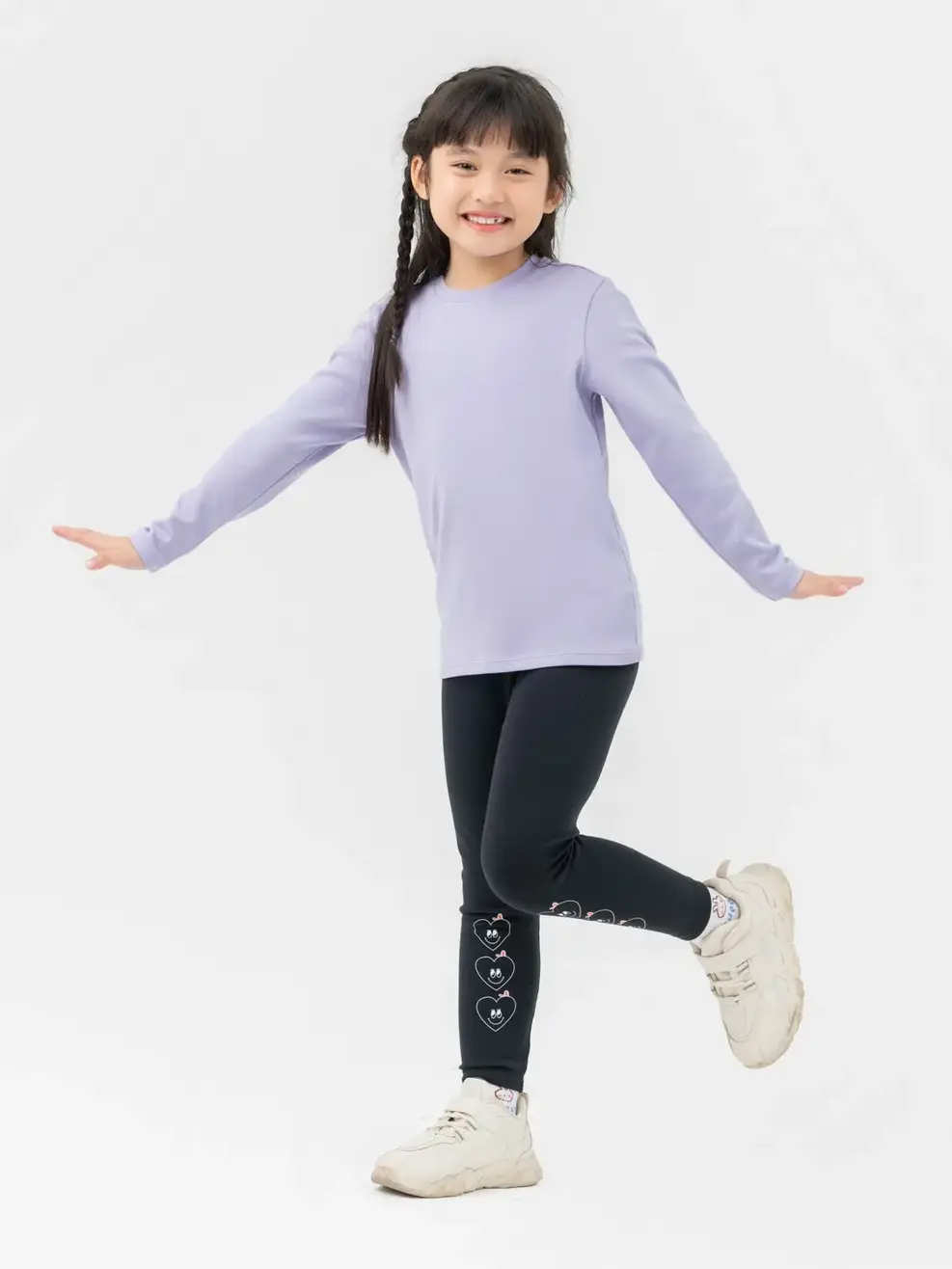Áo Thun Dài Tay Kid Nhỏ Vải Rib Cổ Tròn - Tím - 2