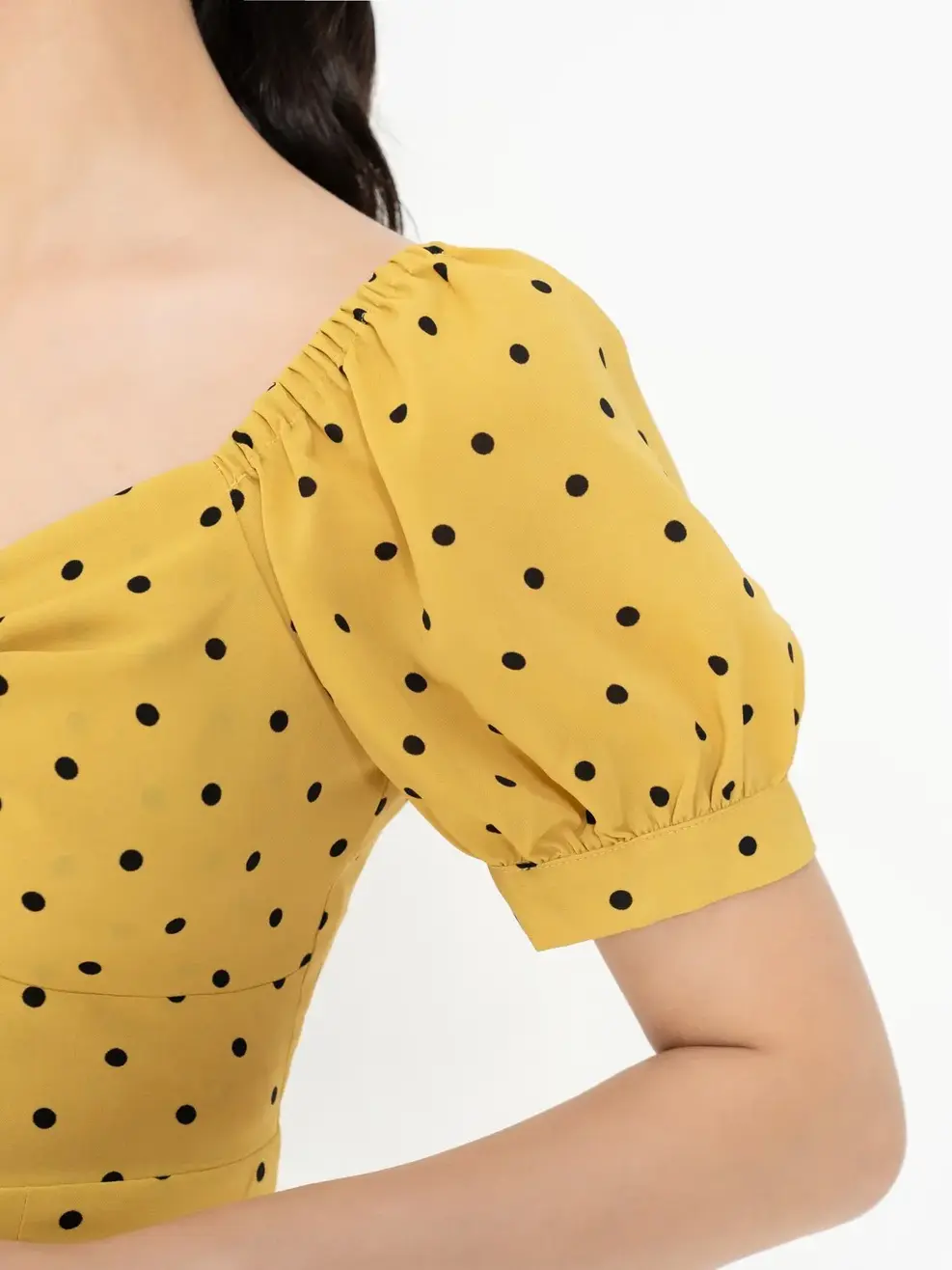 Váy nữ voan chấm bi - Vàng. - S