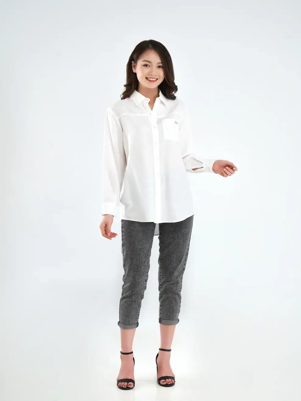 Sơ mi dáng rộng - Trắng - M