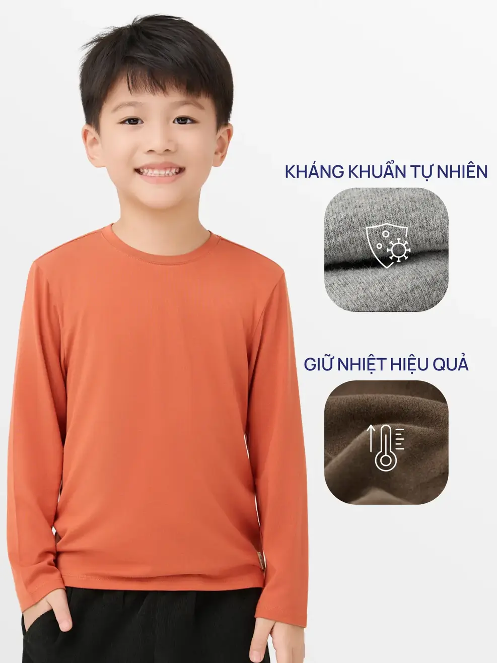 Áo Phông Dài Tay Giữ Nhiệt Bamboo - Màu cam 017 - 104